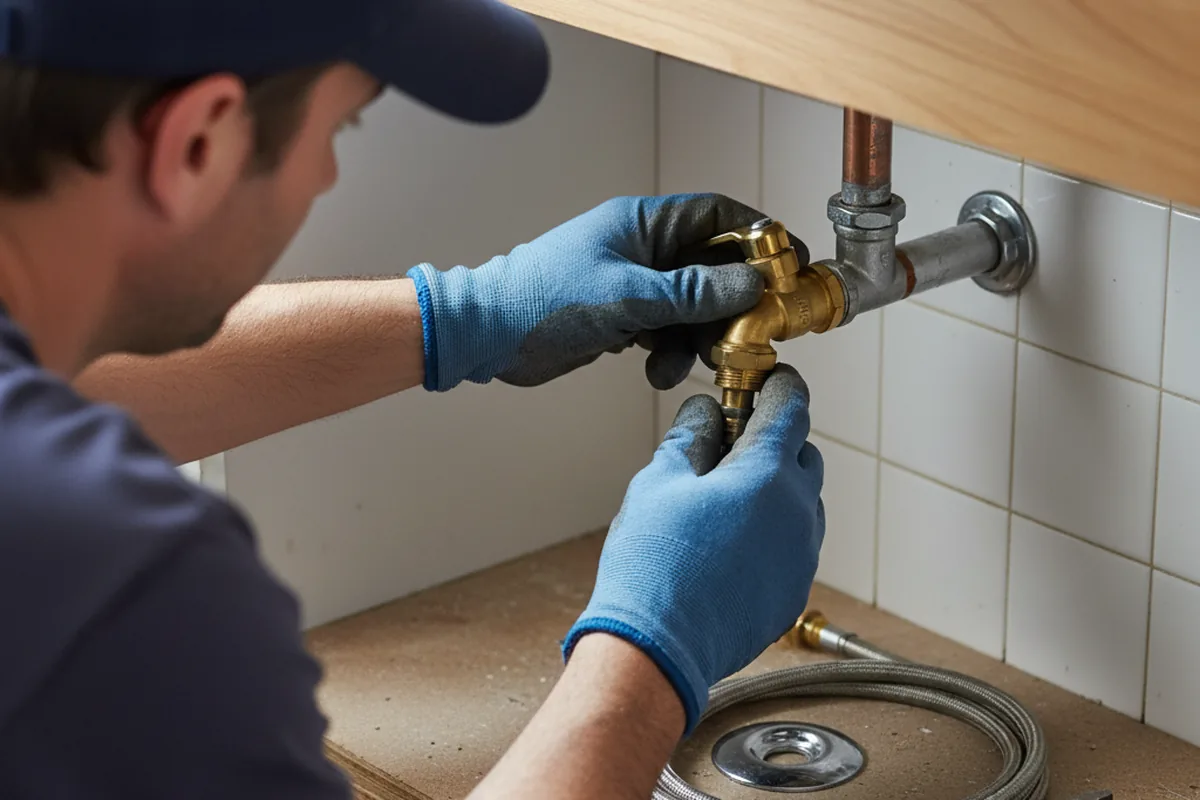 Shutoff valve and fitting work during Emergency Plumbing in Burton